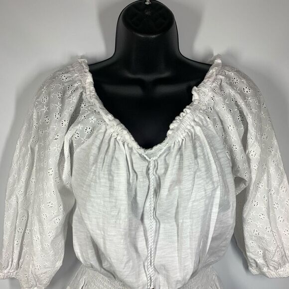 Lauren Ralph Lauren Womens Eyelet Off-The-Shoulder Pullover Top White Size Mediu - Picture 9 of 11